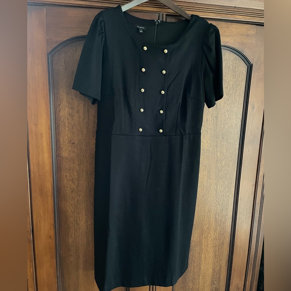 Black Ponte dress size 8 double breasted gold buttons